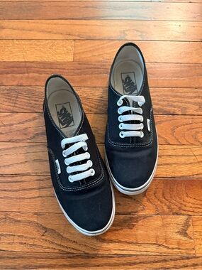 Vans Black Canvas Low-Top Sneakers with White Accents